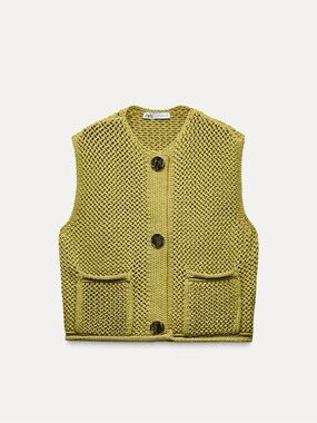 Zara Lime Green Medium Knit Sweater Vest